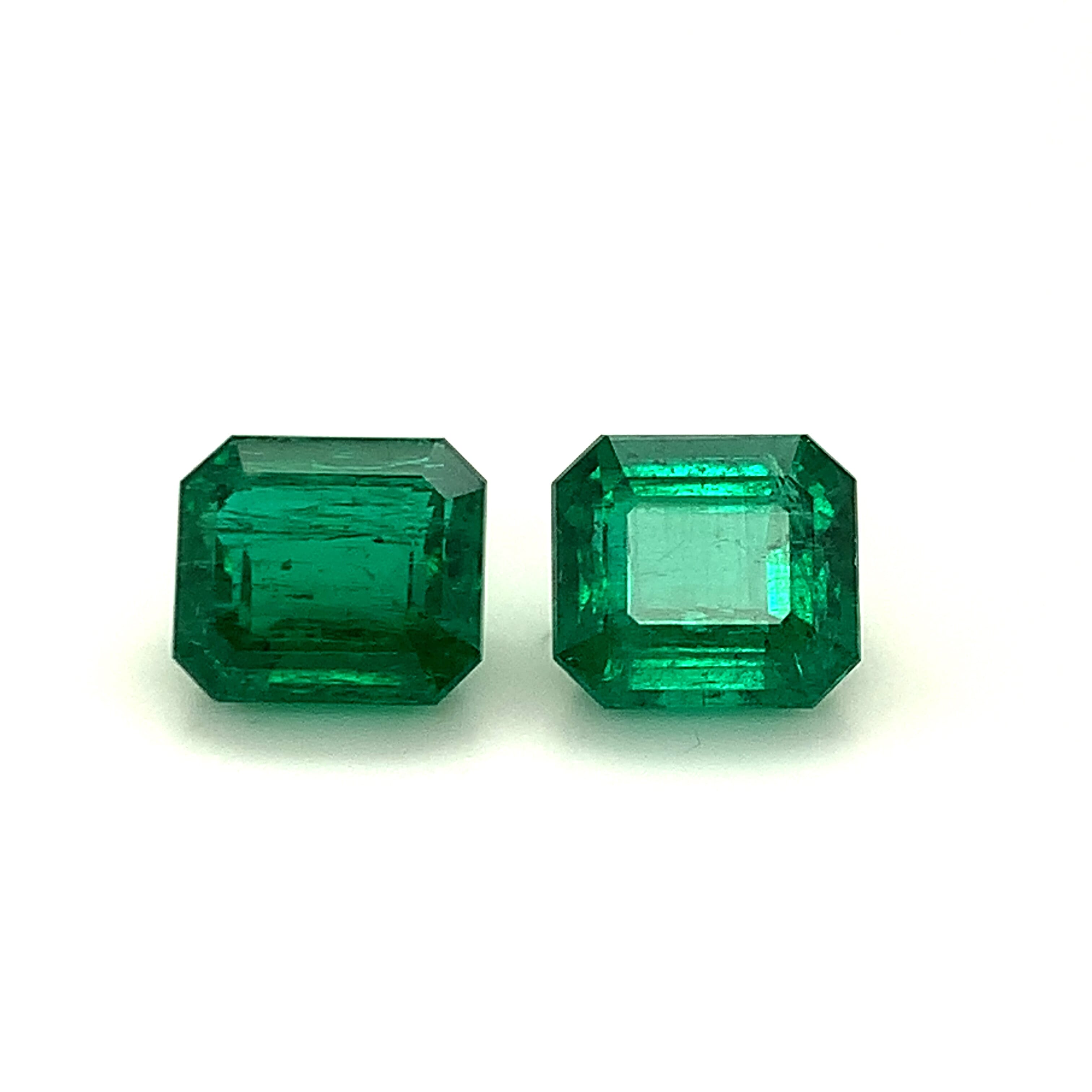 11.08x10.02x7.42mm Octagon Emerald Pair (2 pc 12.07 ct) – Real