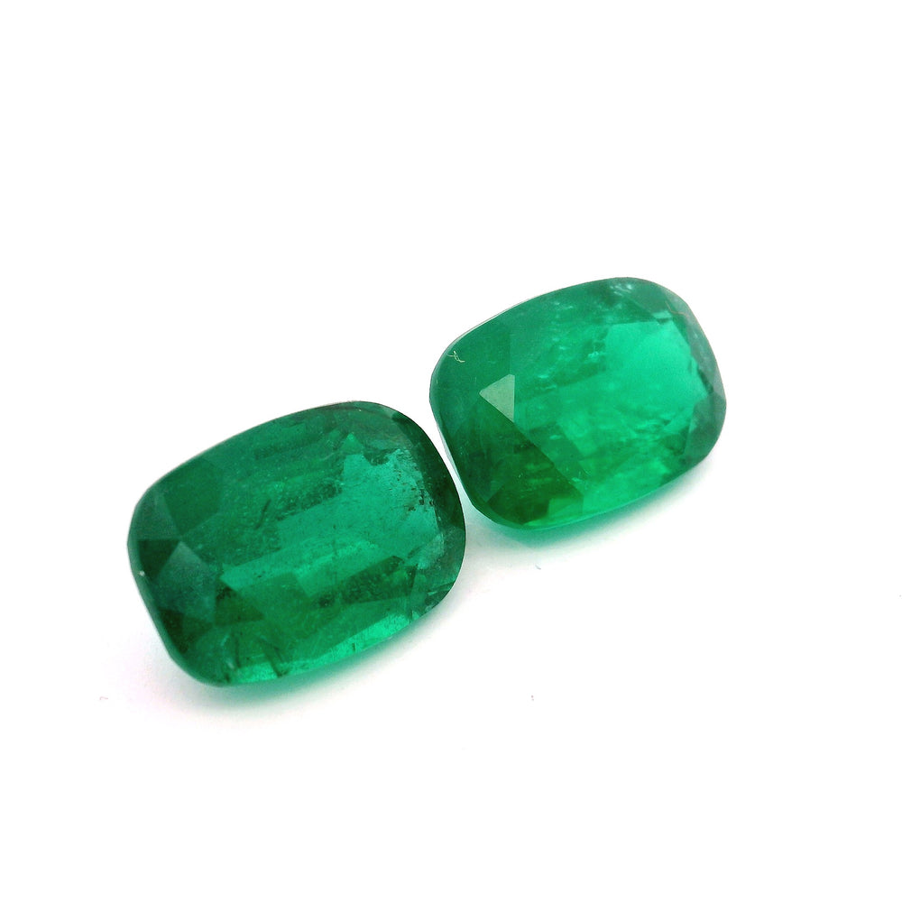 12.93x8.89x6.46mm Cushion Emerald Pair (2 pc 9.83 ct)