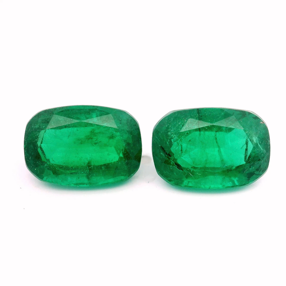 12.84x8.88x6.27mm Cushion Emerald Pair (2 pc 10.61 ct)