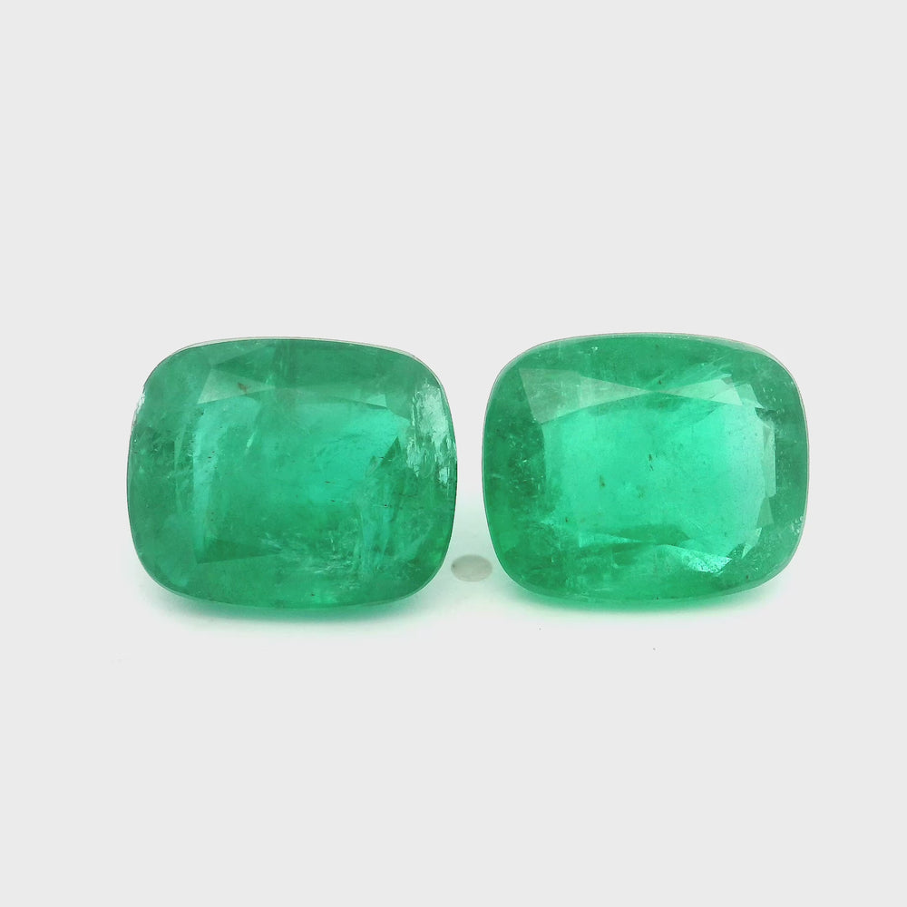 
                  
                    Load and play video in Gallery viewer, 12.00x9.87x0.00mm Cushion Emerald (2 pc 11.93 ct)
                  
                