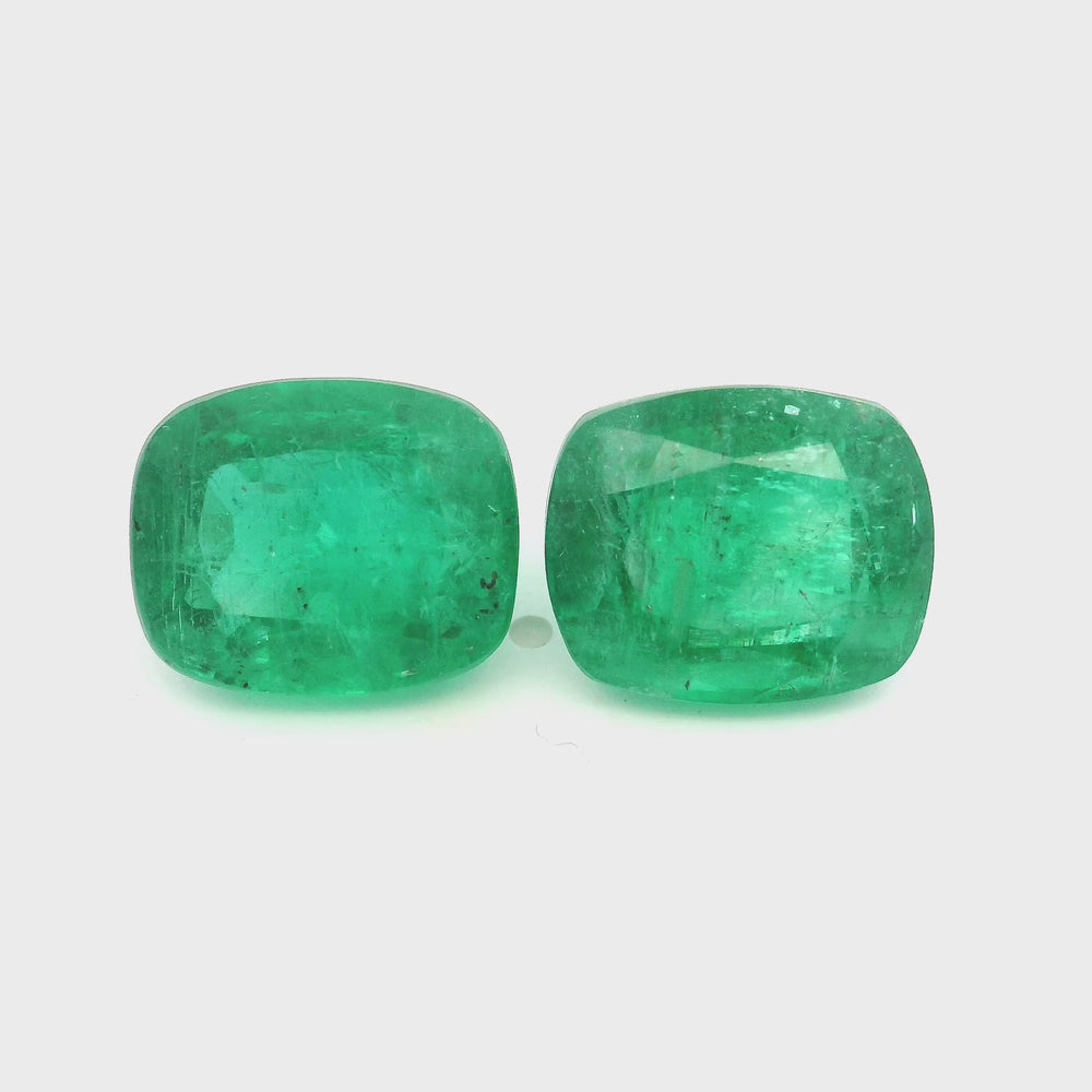 
                  
                    Load and play video in Gallery viewer, 13.18x10.78x0.00mm Cushion Emerald (2 pc 16.84 ct)
                  
                