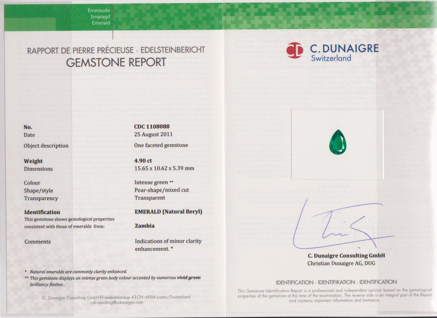 
                  
                    15.65x10.62x5.39mm Pear-shaped Emerald (1 pc 4.90 ct)
                  
                