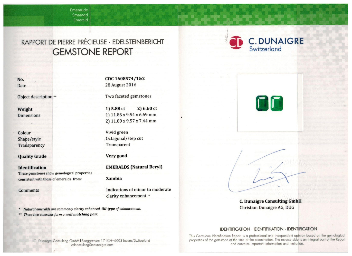
                  
                    11.85x9.54x6.69mm Octagon Emerald (2 pc 12.48 ct)
                  
                