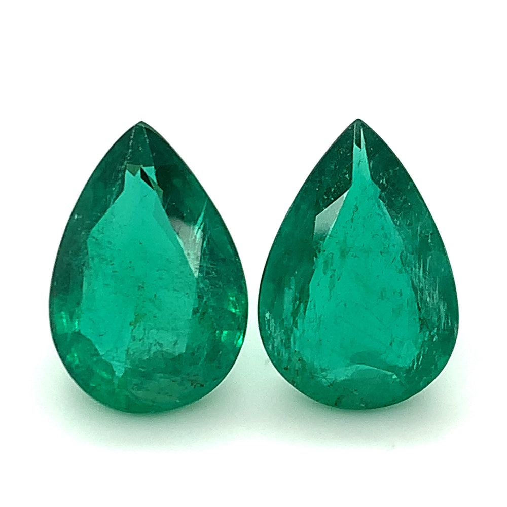 19.10x13.10x7.80mm Pear-shaped Emerald (2 pc 19.84 ct)