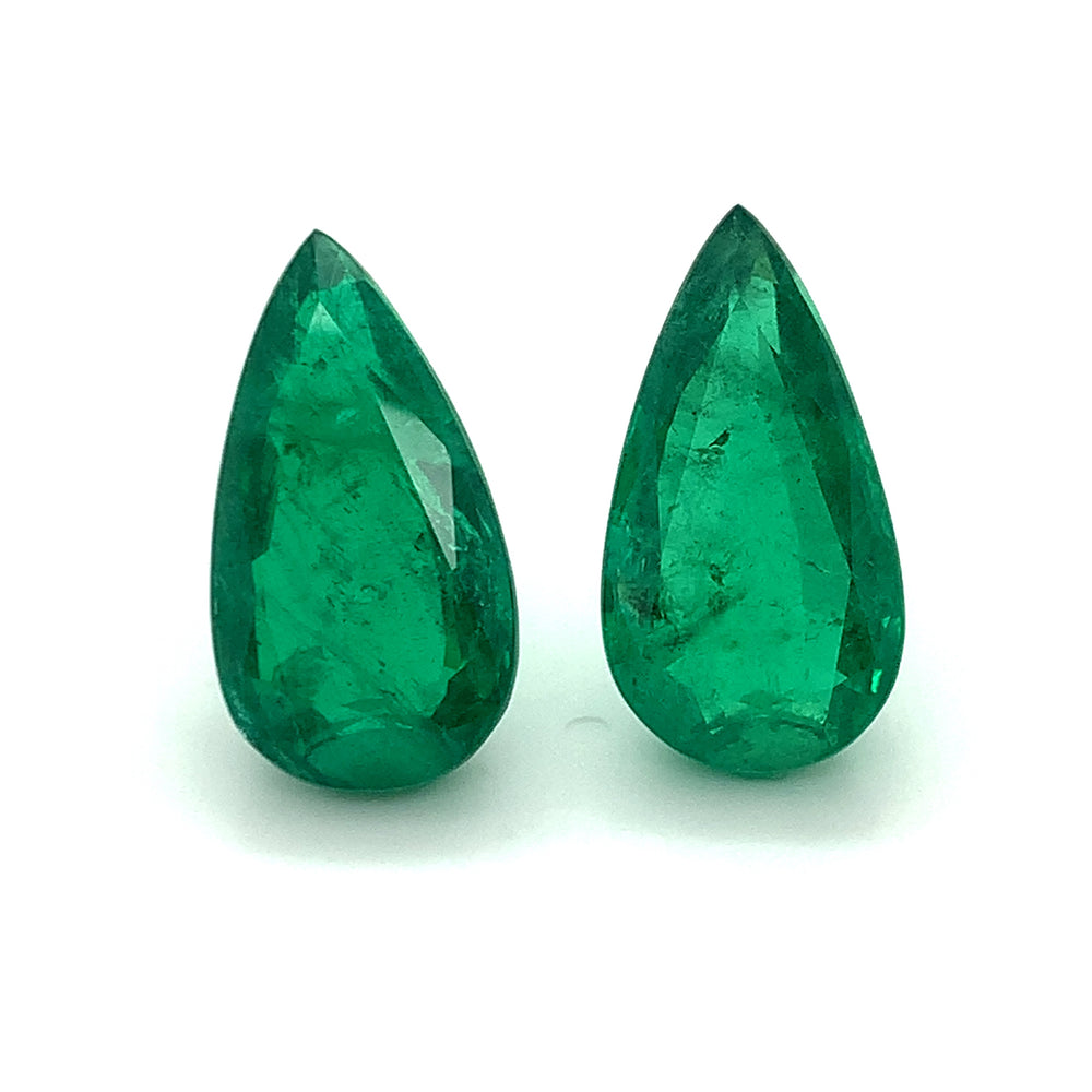 22.00x13.00x8.28mm Pear-shaped Emerald (2 pc 31.83 ct)