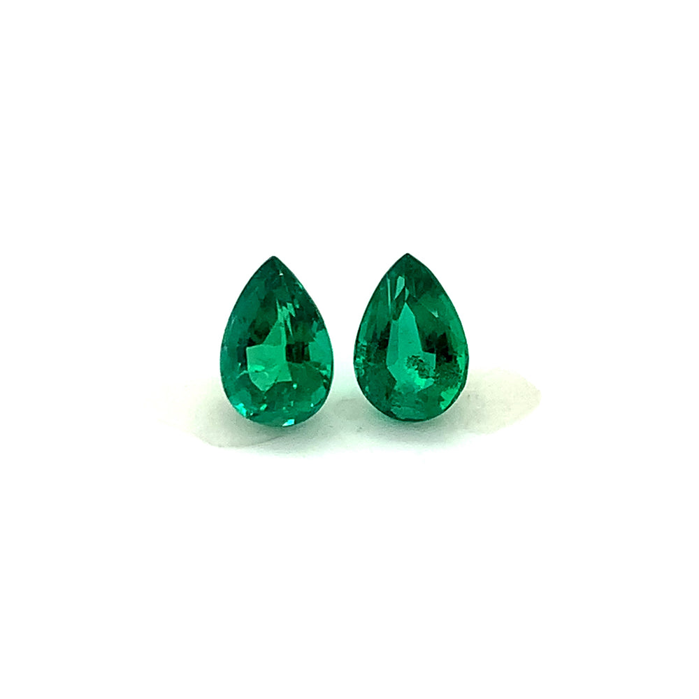 10.28x7.00x0.00mm Pear-shaped Emerald (2 pc 3.88 ct)