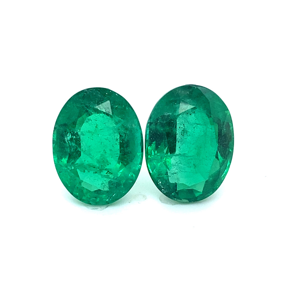 17.02x13.10x8.22mm Oval Emerald Pair (2 pc 22.94 ct)