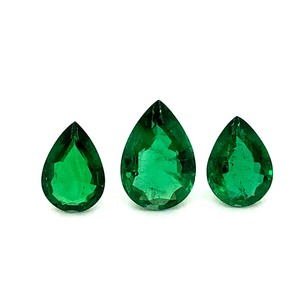 10.40x7.20x0.00mm Pear-shaped Emerald (3 pc 6.07 ct)