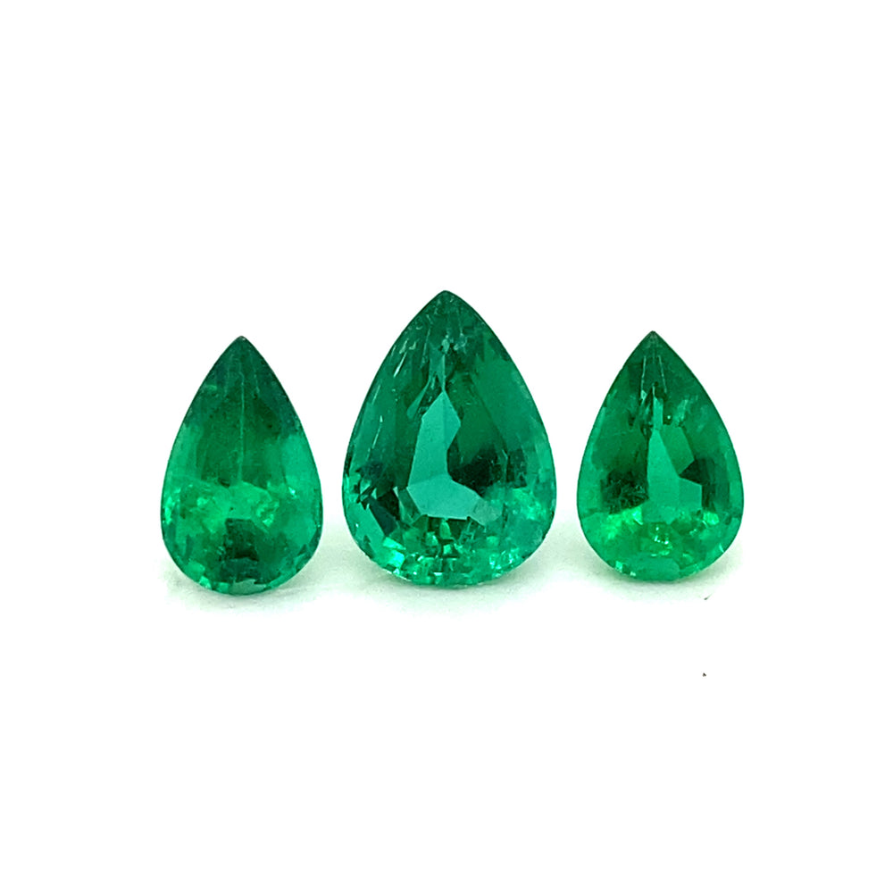 10.10x6.60x5.30mm Pear-shaped Emerald (3 pc 6.38 ct)