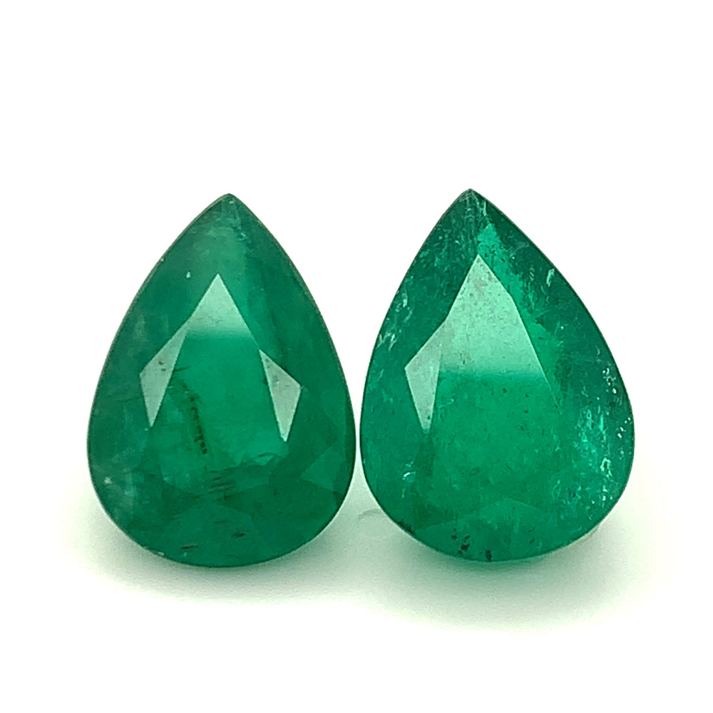 17.30x12.70x0.00mm Pear-shaped Emerald (2 pc 18.89 ct)