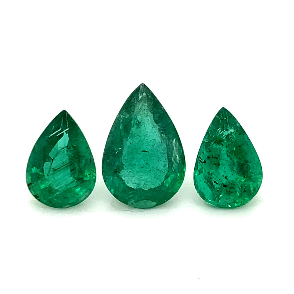 11.00x6.00x0.00mm Pear-shaped Emerald (3 pc 9.63 ct)