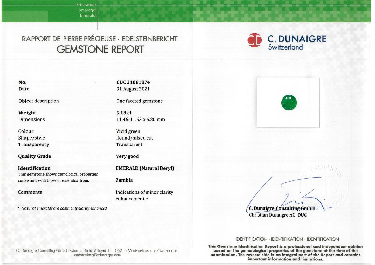 
                  
                    11.46x11.53x6.80mm Round Emerald (1 pc 5.18 ct)
                  
                