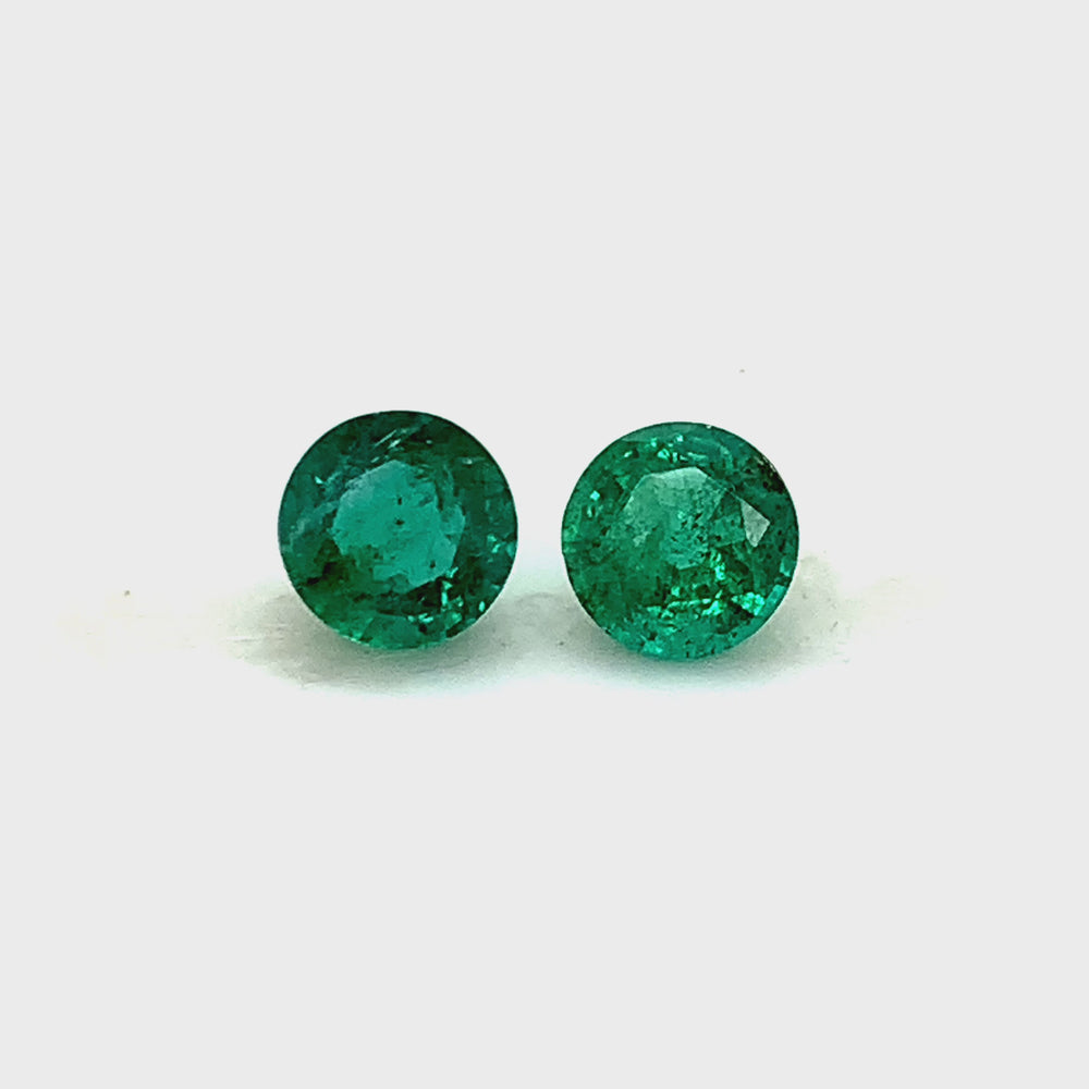 
                  
                    Load and play video in Gallery viewer, Round Emerald (2 pc 3.36 ct)
                  
                