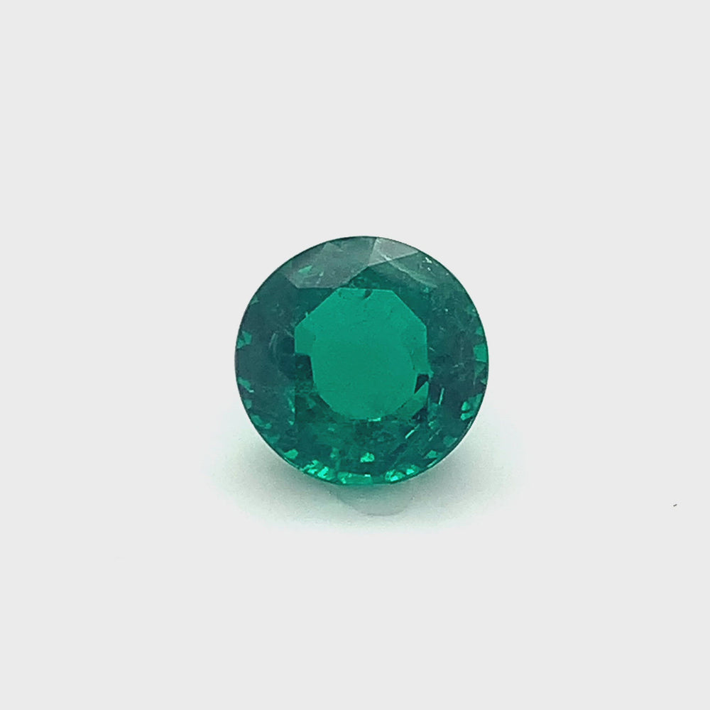 
                  
                    Load and play video in Gallery viewer, 11.46x11.53x6.80mm Round Emerald (1 pc 5.18 ct)
                  
                