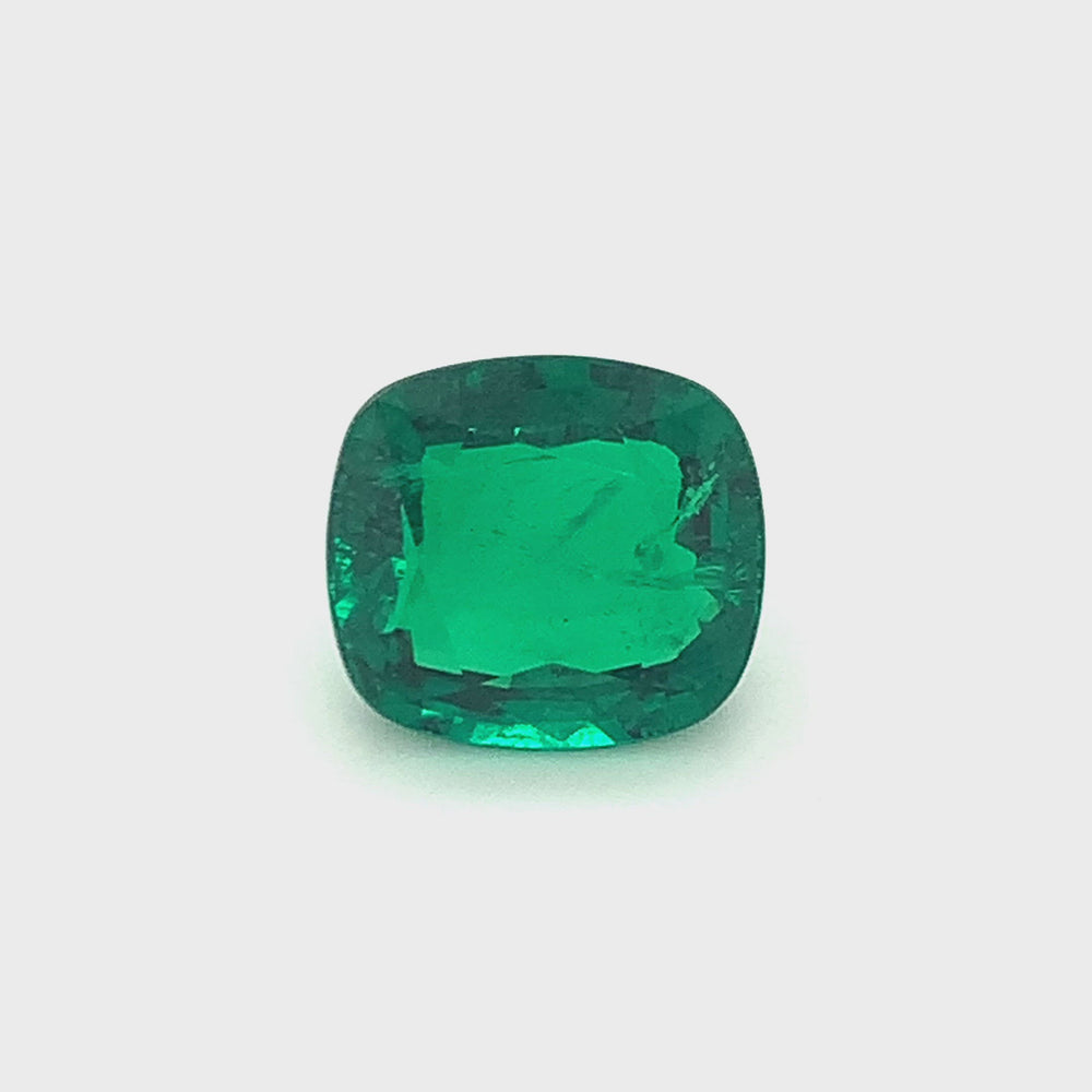 
                  
                    Load and play video in Gallery viewer, 14.43x13.01x7.54mm Cushion Emerald (1 pc 9.88 ct)
                  
                