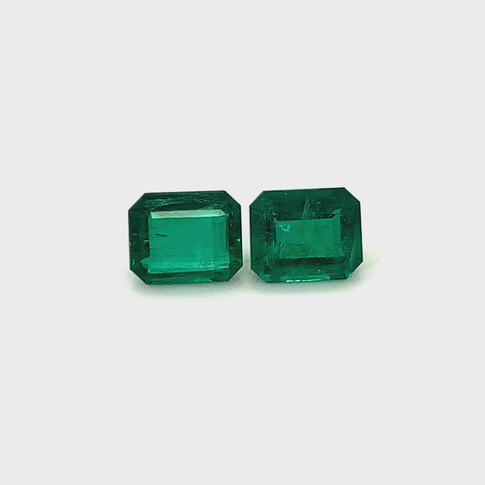 
                  
                    Load and play video in Gallery viewer, 9.98x8.18x5.44mm Octagon Emerald Pair (2 pc 6.03 ct)
                  
                