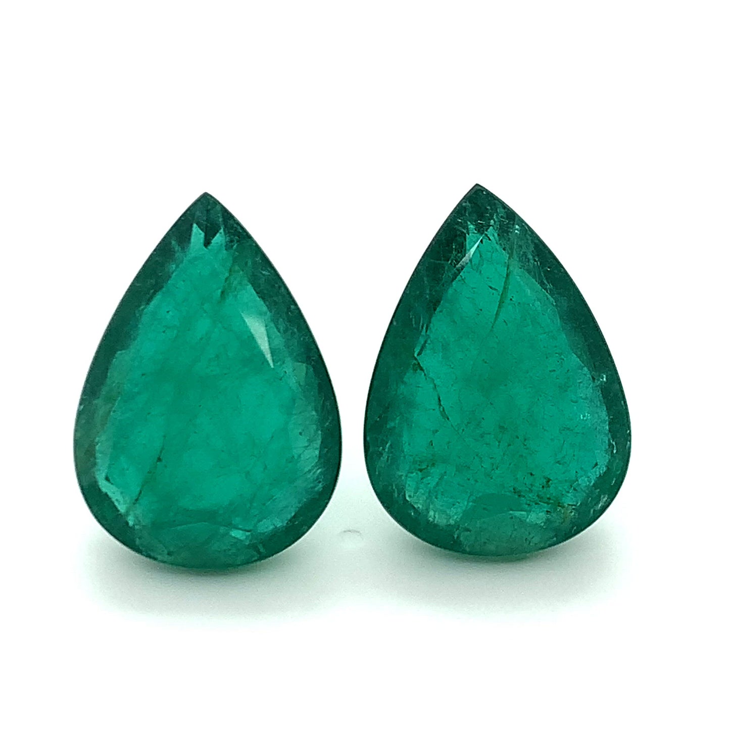 27.27x19.47x9.10mm Pear-shaped Emerald (2 pc 63.38 ct)