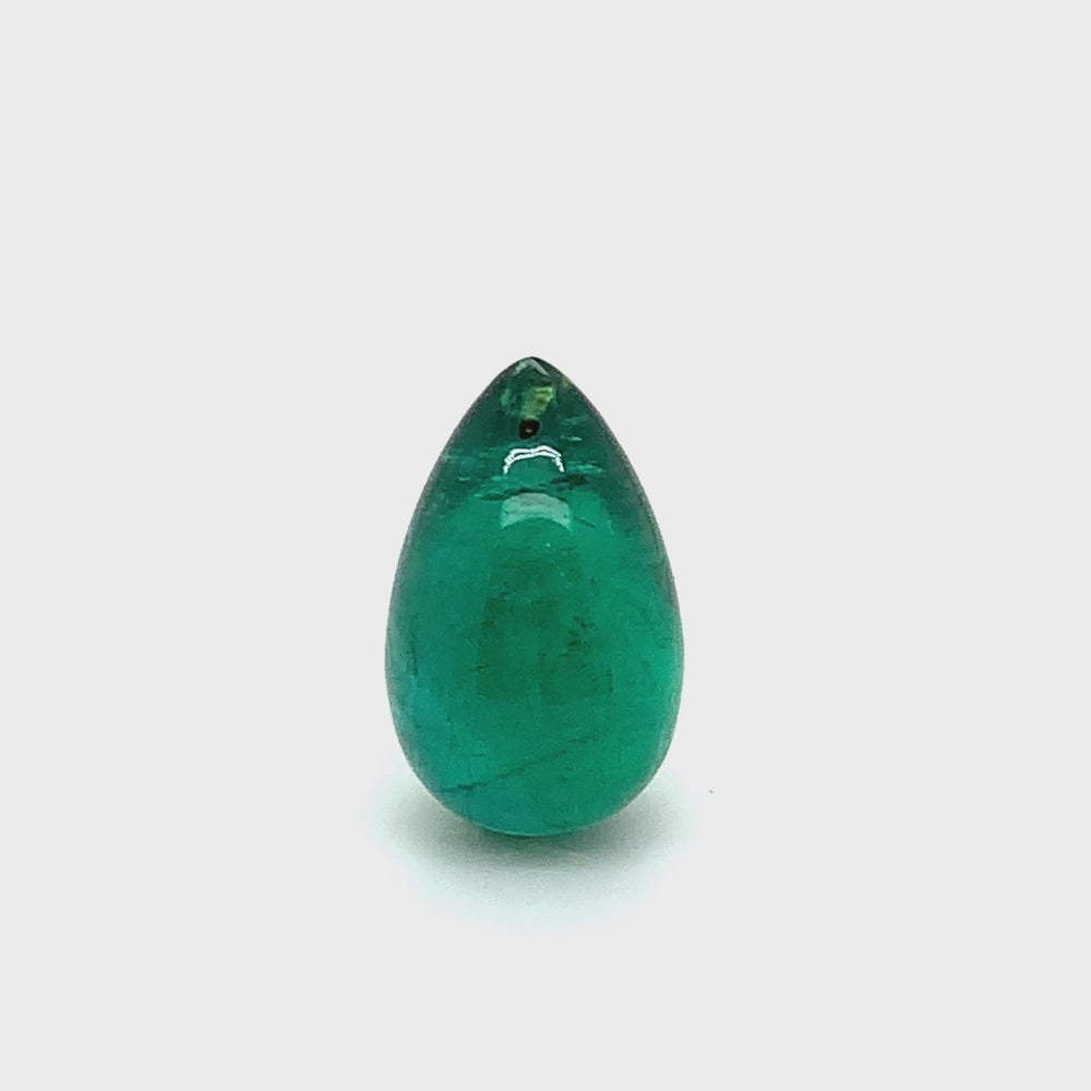 
                  
                    Load and play video in Gallery viewer, 10.95x11.05x17.63mm Drop Emerald (1 pc 14.10 ct)
                  
                