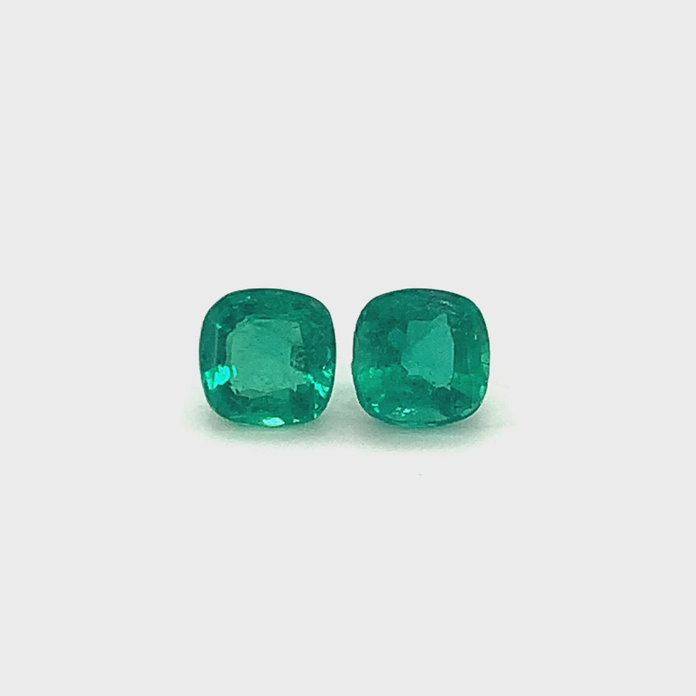 
                  
                    Load and play video in Gallery viewer, 6.48x6.47x3.81mm Cushion Emerald (2 pc 2.26 ct)
                  
                